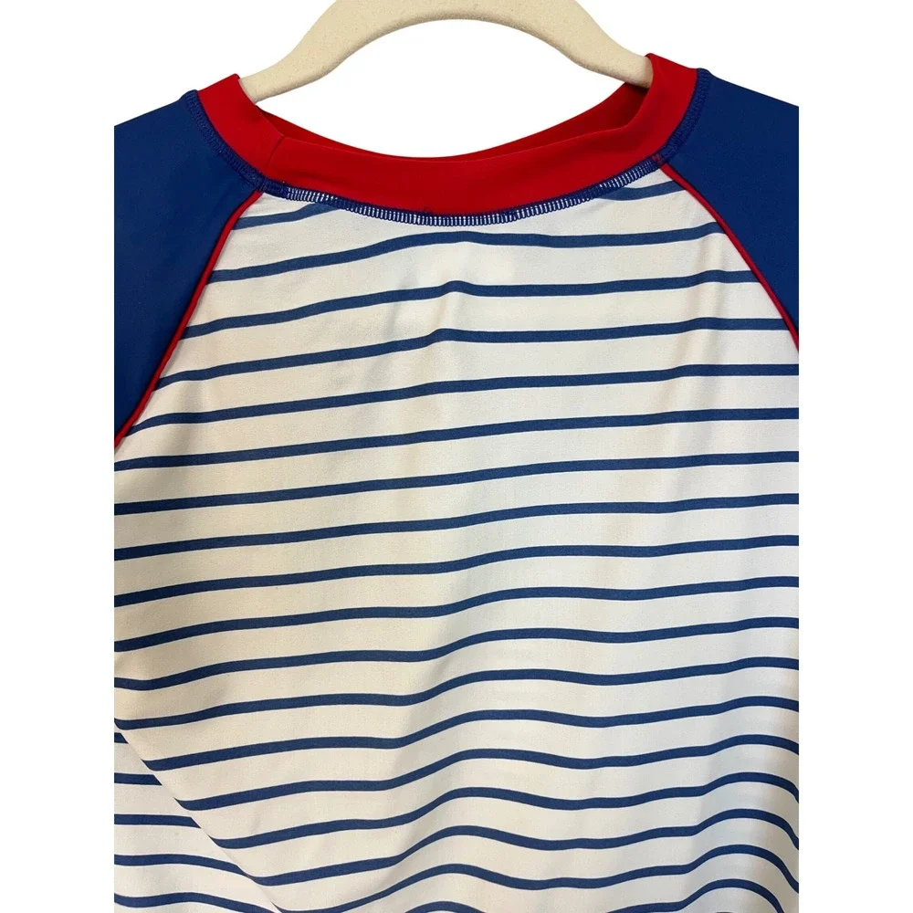 HANNA ANDERSSON Rainbow Stripe Rash Guard‎ Sz 160 XL Long Sleeve Swim Shirt Sun